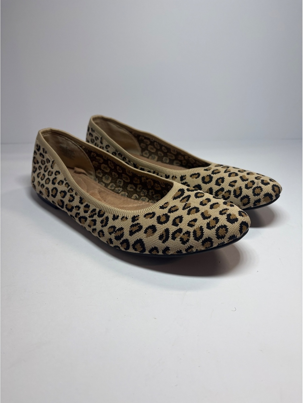 Old Navy Women’s Leopard Print Knit Ballet Flats Size 11 Tan Black